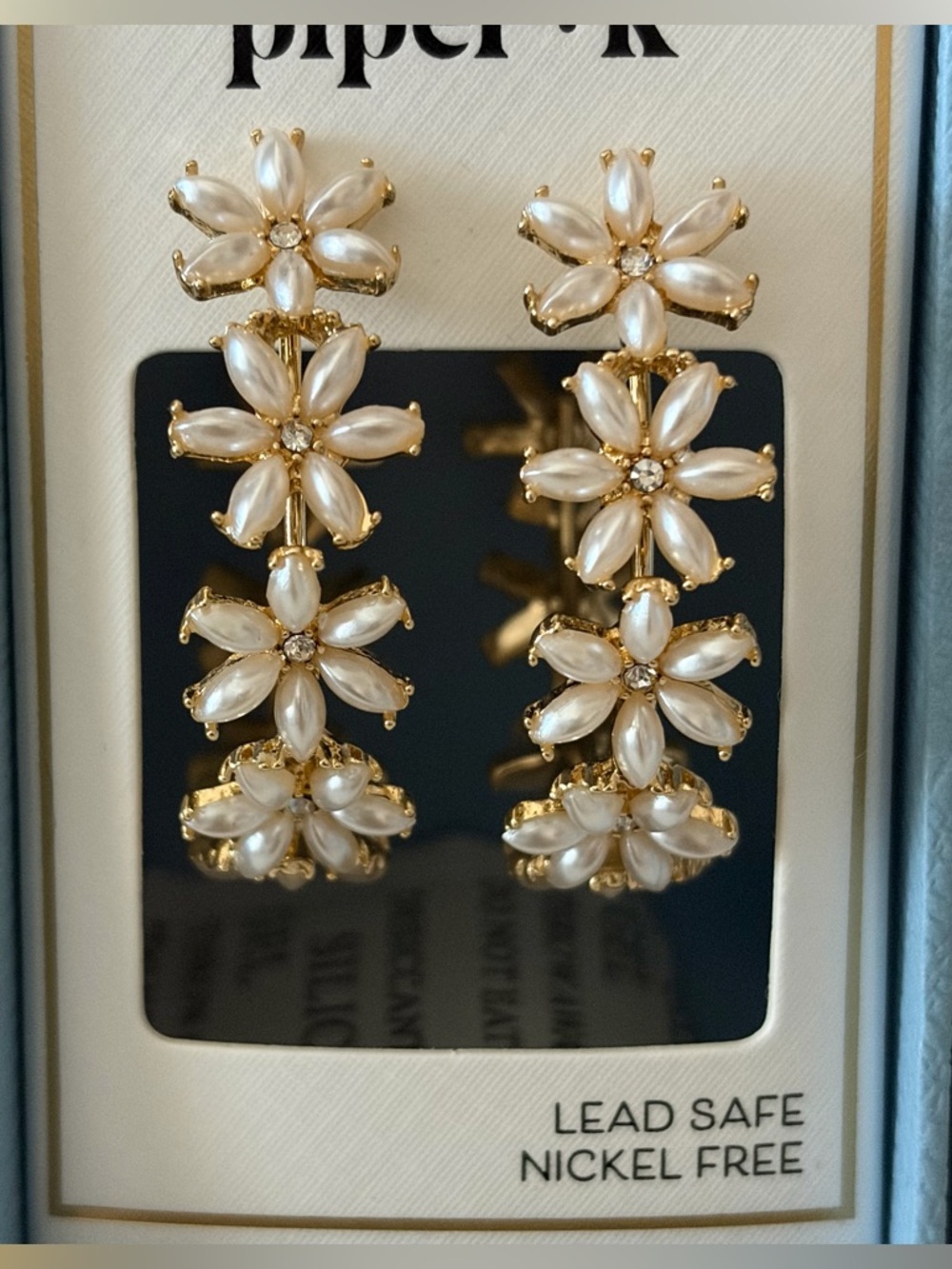 Piper K Pearl Floral Drop Earrings
